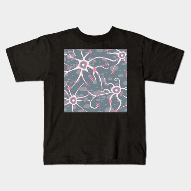 neural network - pattern silver gray and rosé Kids T-Shirt by colorofmagic